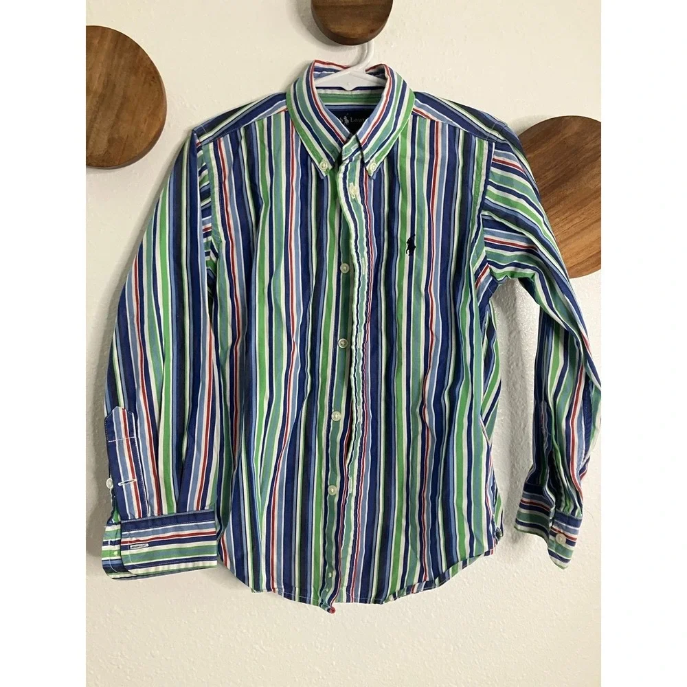 Ralph Lauren Multicolor Vertical Striped Button Up Boys Size‎ 5